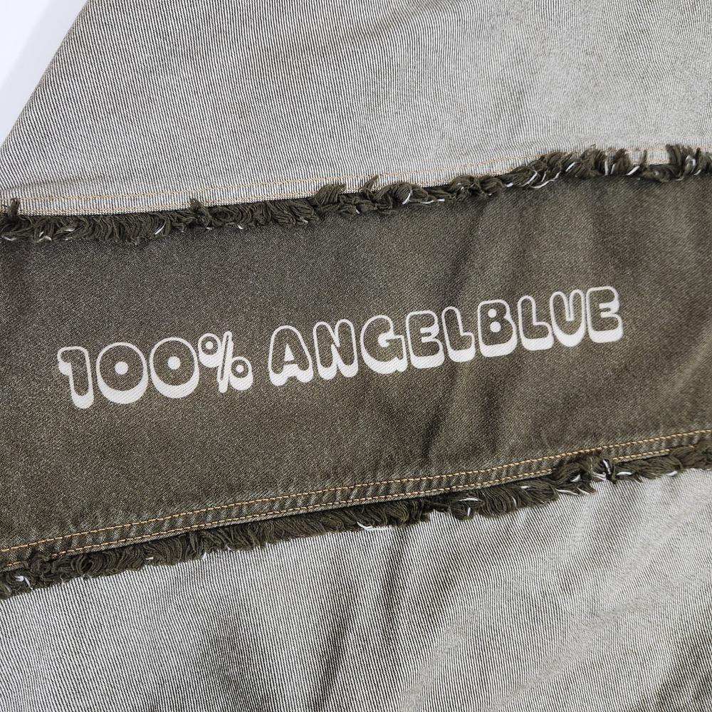 Rare Angel Blue Y2K Patchwork Denim‎ Maxi Skirt Raw Hem Japanese Harajuku 24 XS - Picture 4 of 16